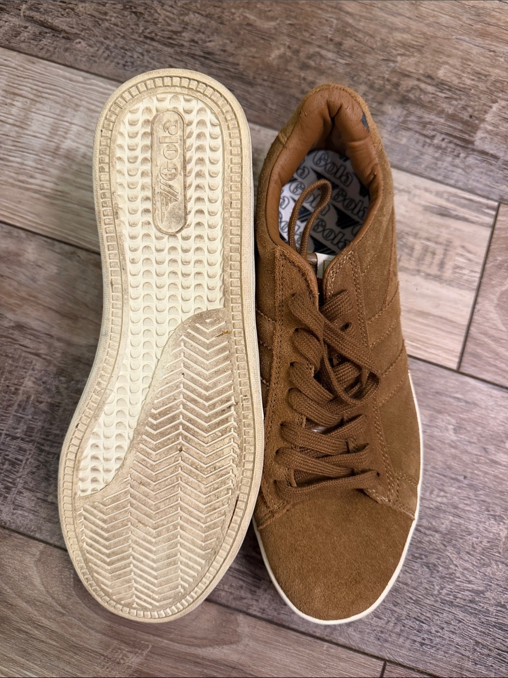 Gola Suede Low-Top Sneakers in Tan Brown - Picture 3 of 5
